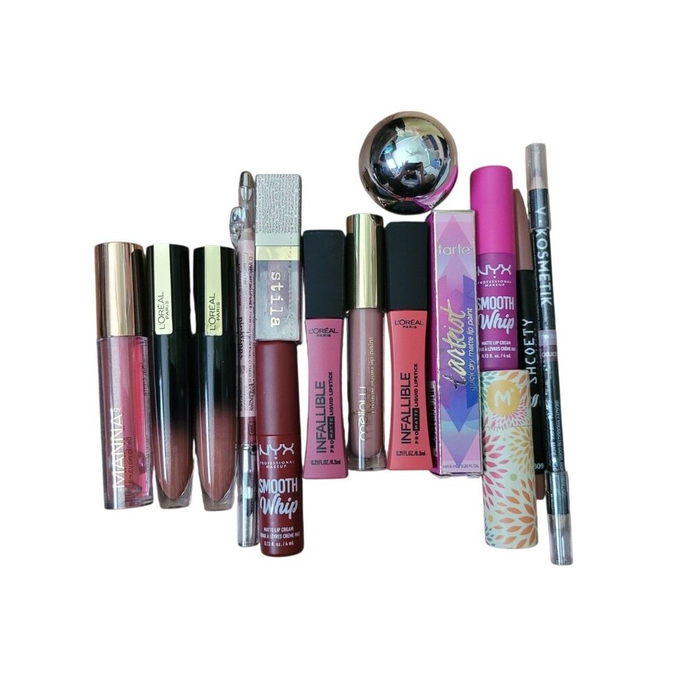 Lip Bundle L'Oréal Paris, NYX, Stila, Tarte, Lipsticks & Lip Liners 15 pcs FULL